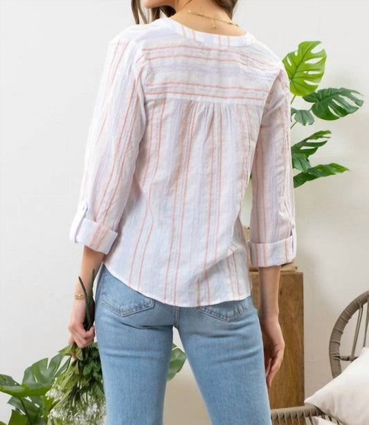 Blu Pepper - Striped V-neck Top