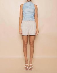 Fore Collection Ruched Mesh Tank Top in blue - women's tank top - view 5