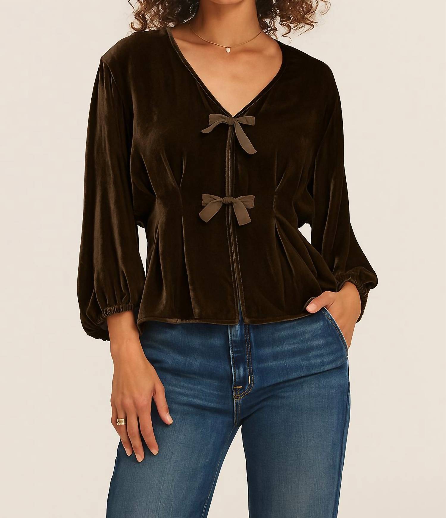 Velvet By Graham & Spencer - Elida Bow Velvet Top
