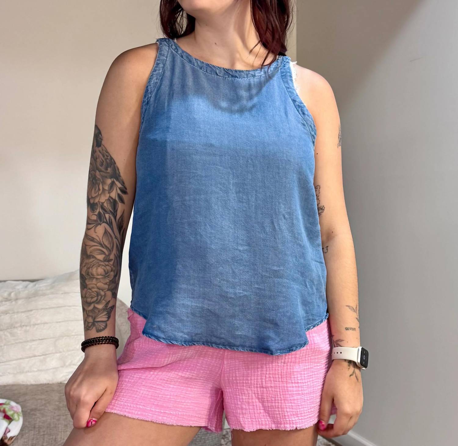 Hyfve - Amber Mineral Wash Denim Tank With Back Ties
