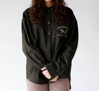 Bailey Rose Mallard Flight Button Up Shirt in olive green - women's long sleeve top
