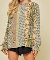 Andree By Unit - Mixed Floral Ruffle Sleeve Blouse