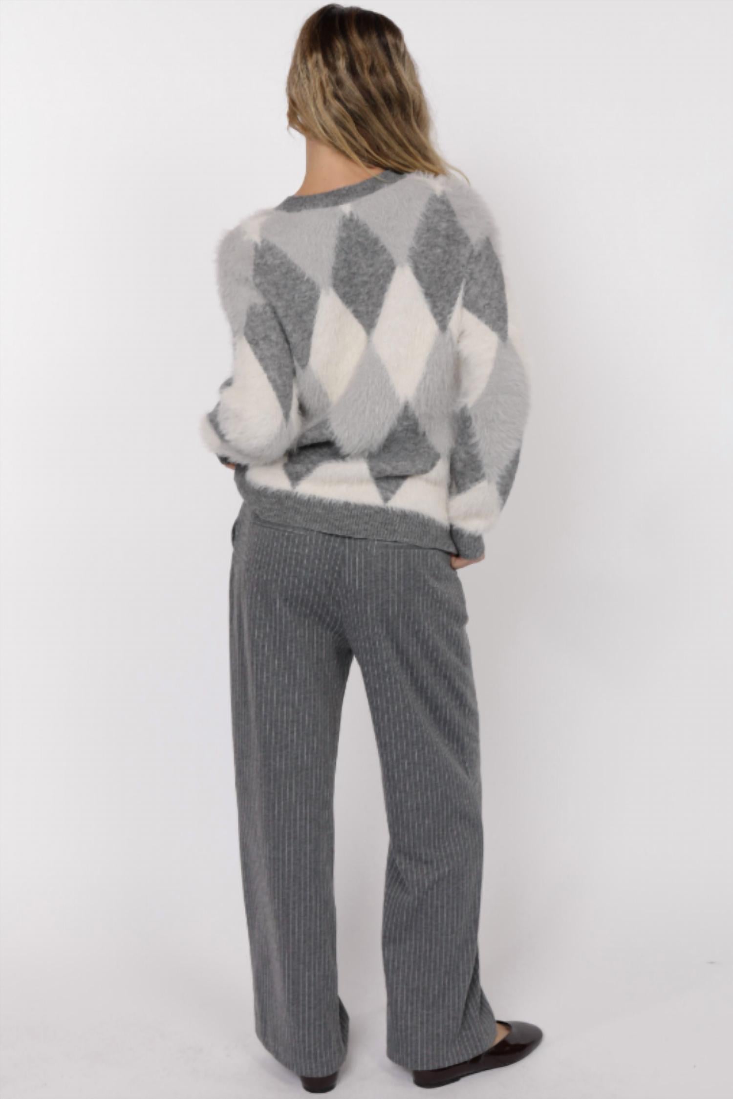 Sage The Label - Astoria Fuzzy Argyle Sweater