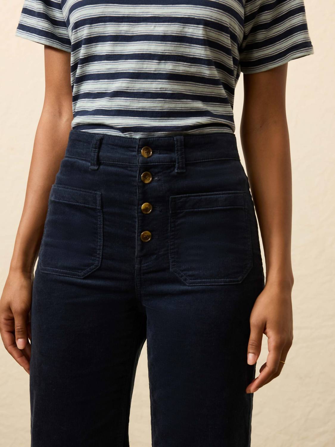 Stylish In The Saddle - Stretch Terry Cord Patch Pocket Pant