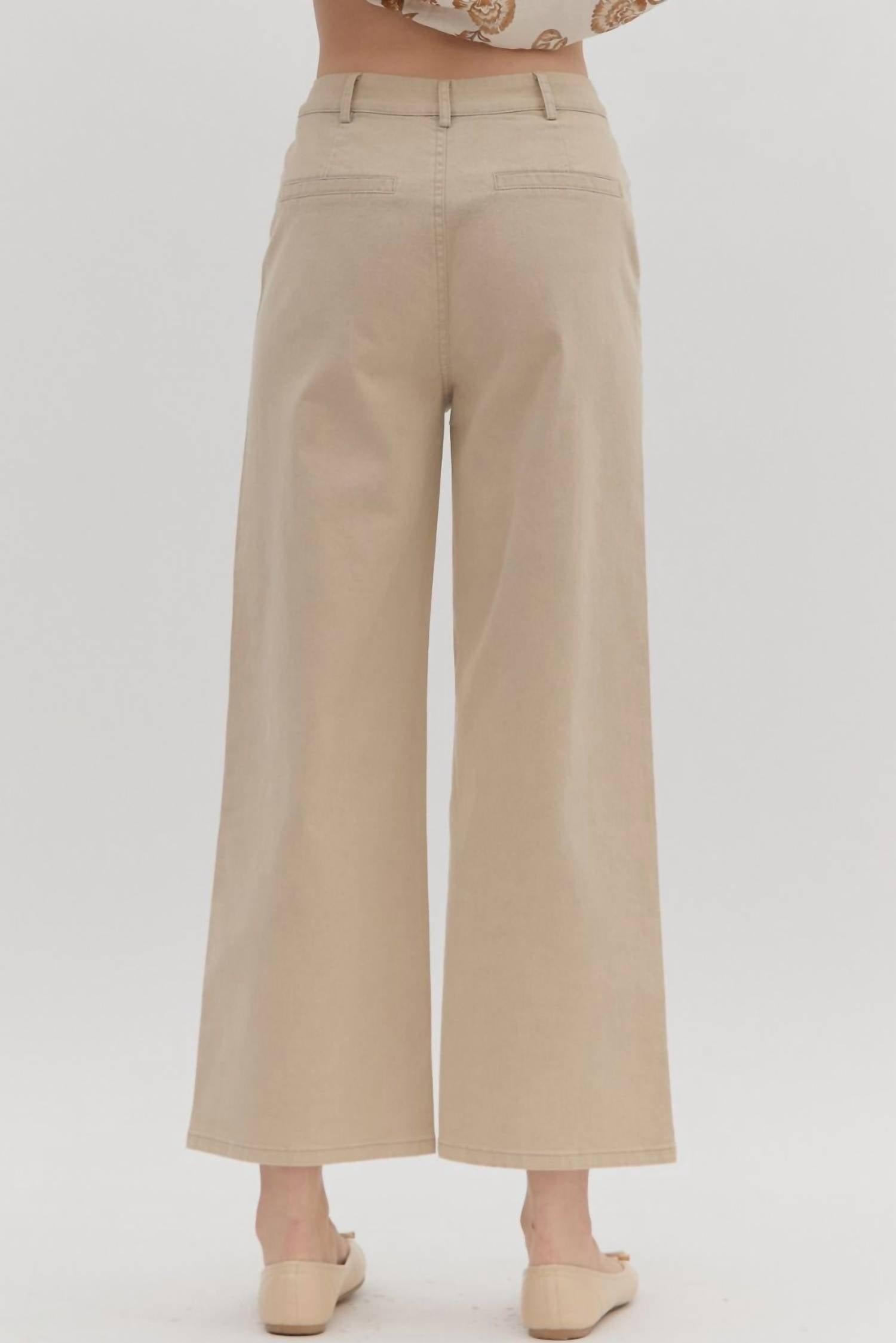 Entro - High-waisted Wide-leg Pocket Pants