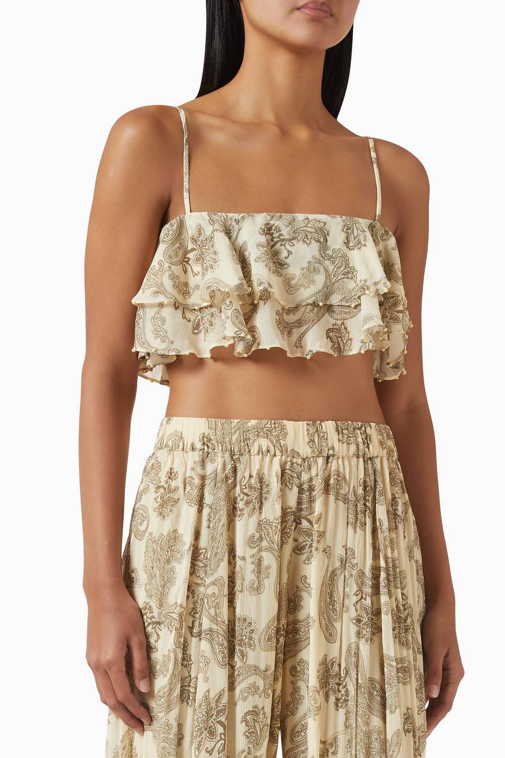 Hemant & Nandita - Ruffle Top And Harem Pant Set