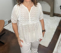 J.Nna - Crochet Half Sleeve Babydoll Top