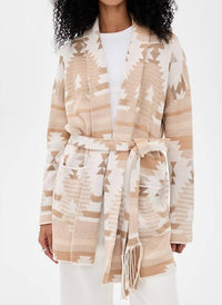 Splendid Aztec Shawl Collar Cardigan in burnt orange - women's cardigan