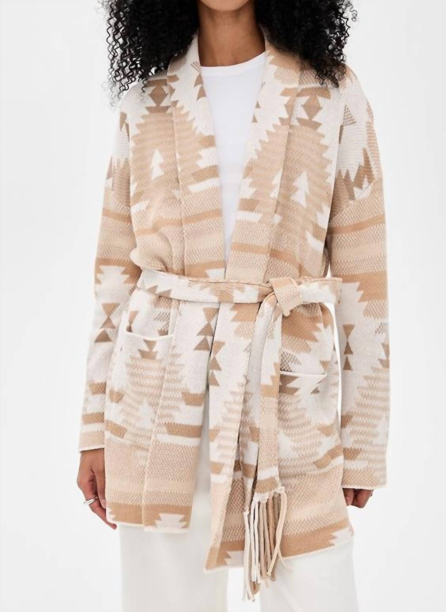 Splendid Aztec Shawl Collar Cardigan in burnt orange - women's cardigan