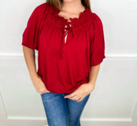 Bibi - Rayon Blend Balloon Sleeves Top