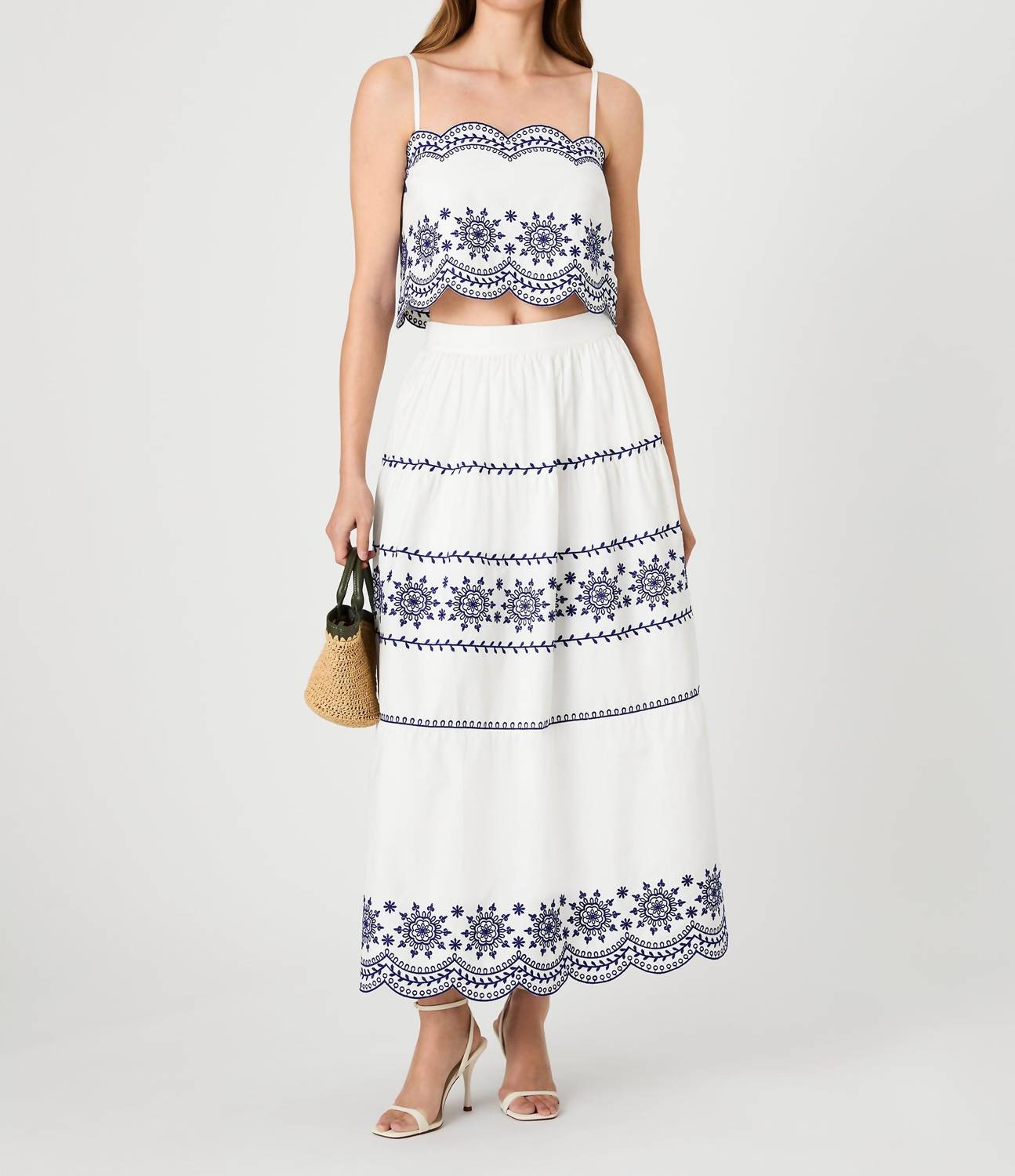 French Connection - Alissa Embroidered Midi Skirt