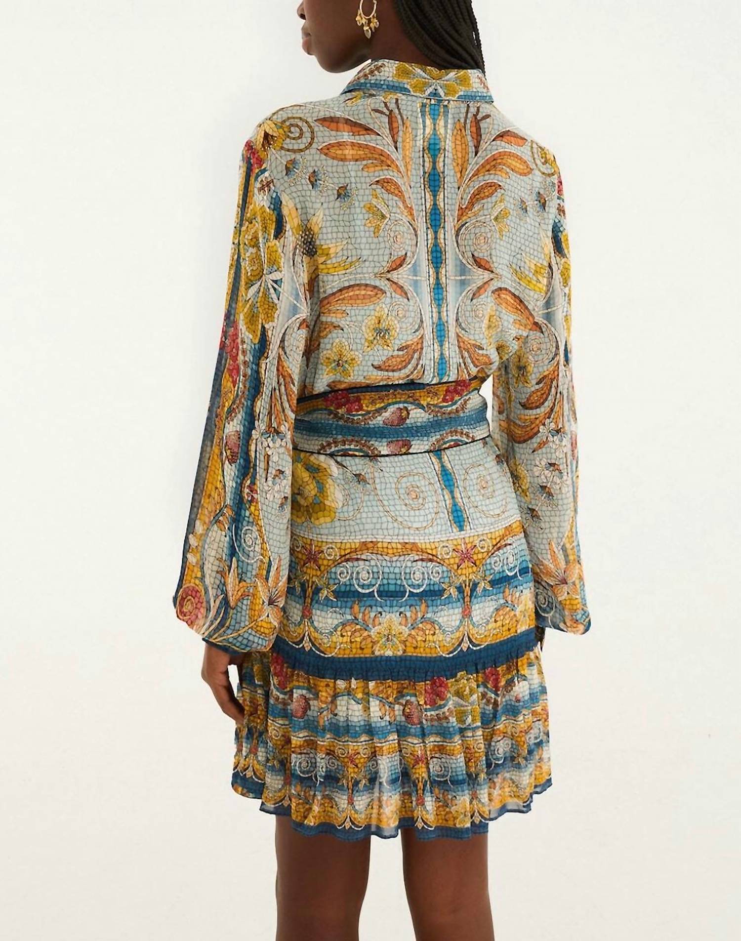 Farm Rio - Mosaic Garden Belted Mini Dress