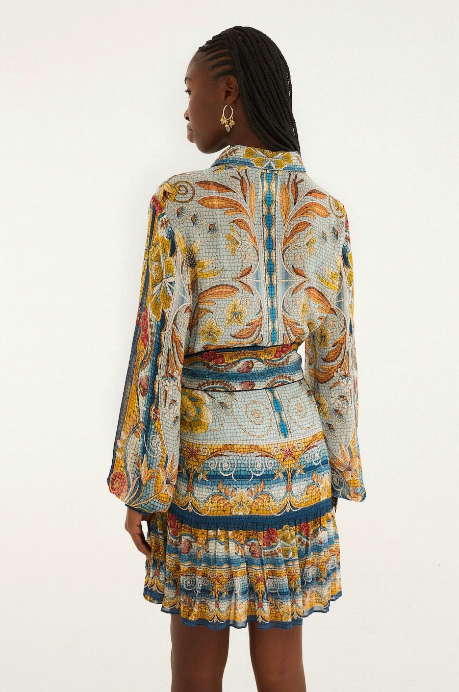 Farm Rio - Mosaic Garden Belted Mini Dress