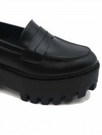 Shoe Shoe Train Women's Platform Vegan Loafers in black - women's flats - alternate view