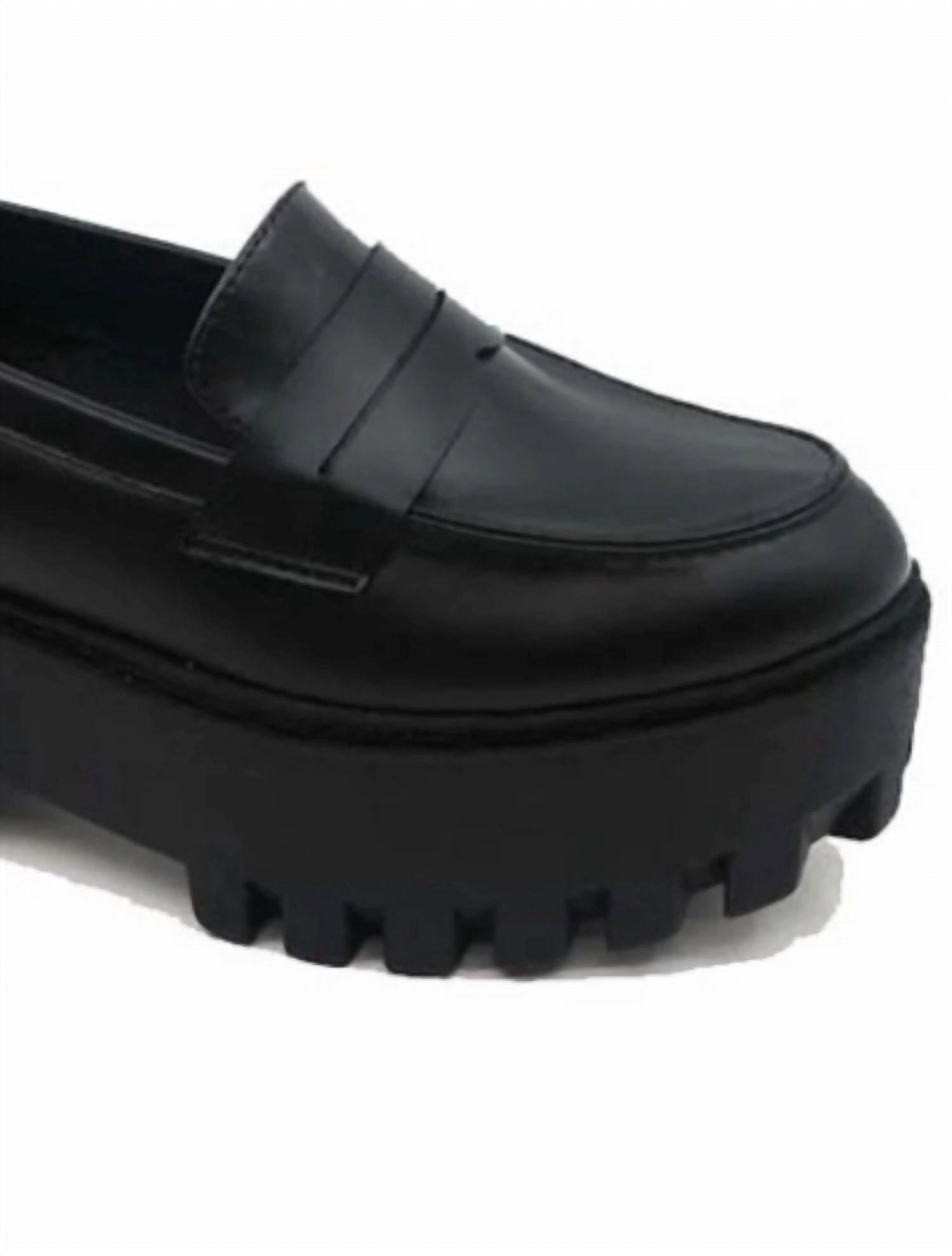 Shoe Shoe Train Women's Platform Vegan Loafers in black - women's flats - alternate view