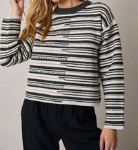 LE LIS Broken Stripe Sweater in cream black - women's sweater