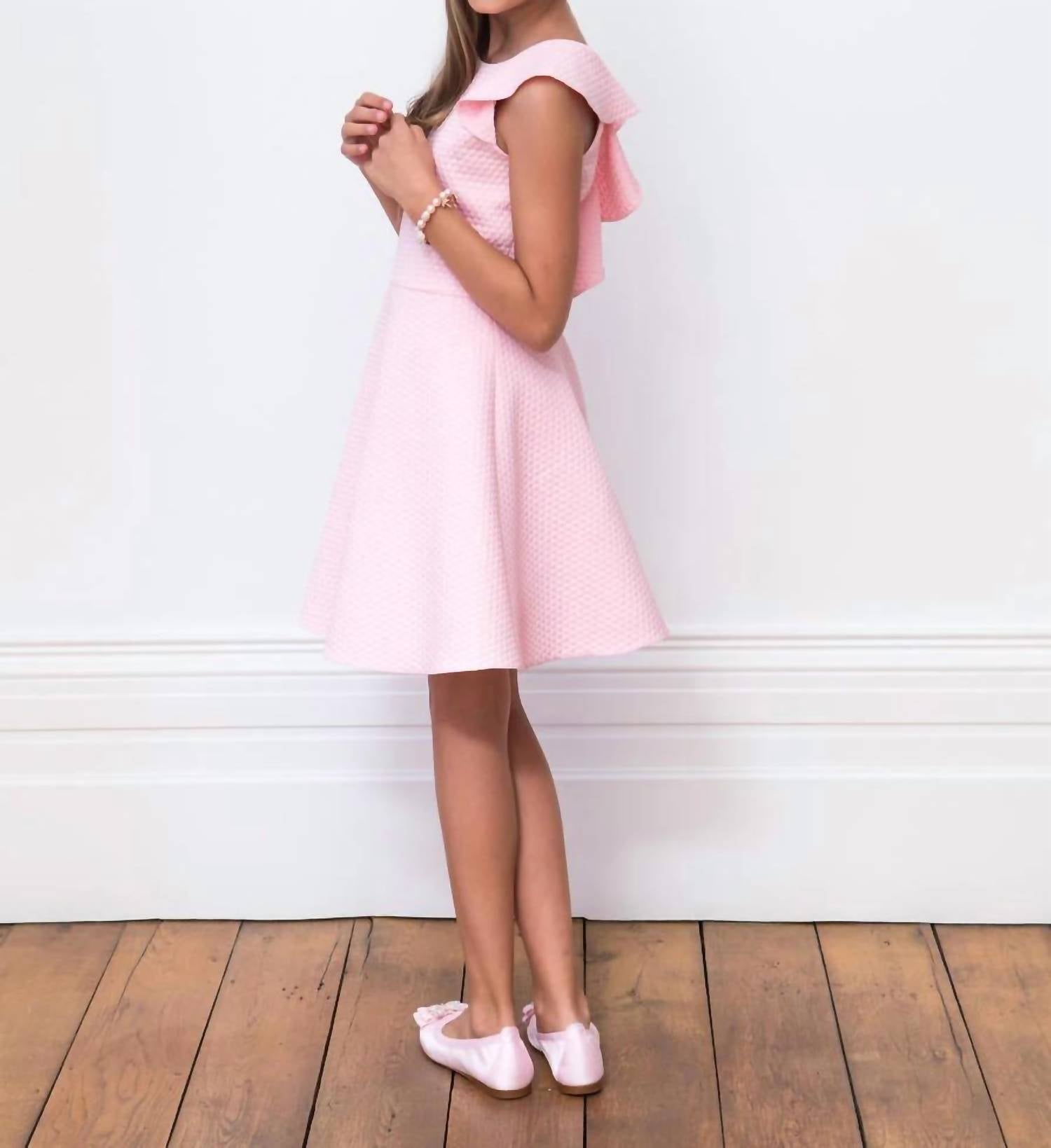 David Charles - Girls Textured Ruffled Dress