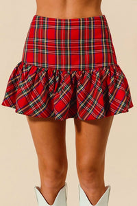 So Me - Mini Plaid Balloon Skirt