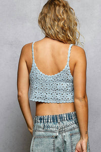 Pol - Sasha Daisy Crochet Grandma Square Cotton Crop Top