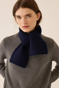 DEMYLEE New York Women's Cadfan Mini Scarf in navy wool - women's scarf - alternate view