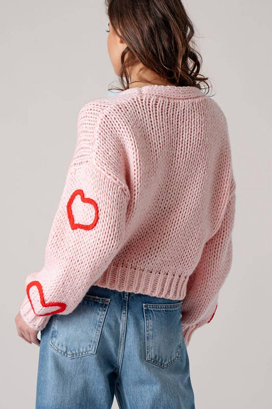 Urban Daizy - Puffy Heart Crochet Knit Cardigan