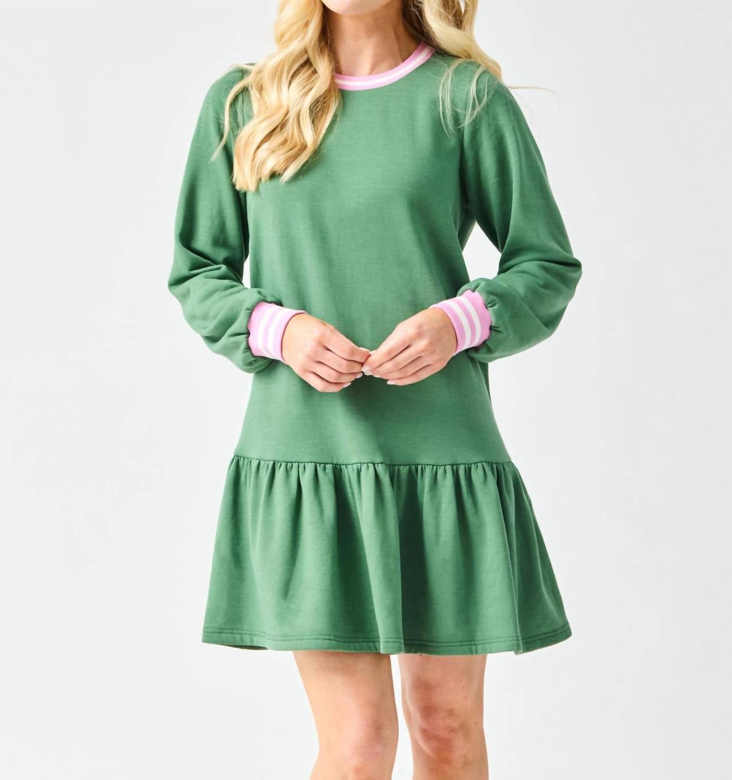Mary Square Georgia Dress in olive - women's dress - detail view