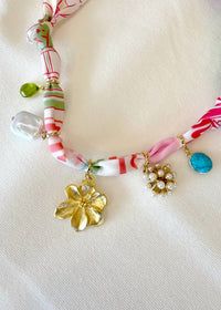 Knotty Bling - Women's Pastel 5 Charm Twilly Necklace