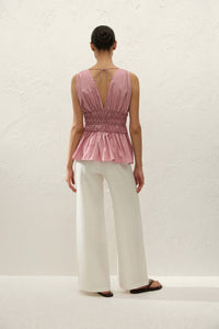 FAITHFULL THE BRAND SAJA TOP in dusk - women's shirt - detail view