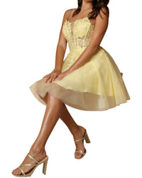 Nox Anabel - Embroidery Mini Gown With Straps