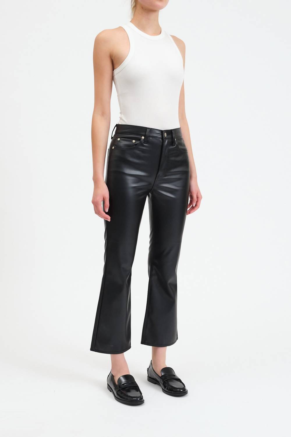 Daze - Shy Girl Crop Flare Vegan Leather Pant