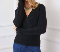 Karen Kane Wrap Sweater in black - women's sweater - view 6