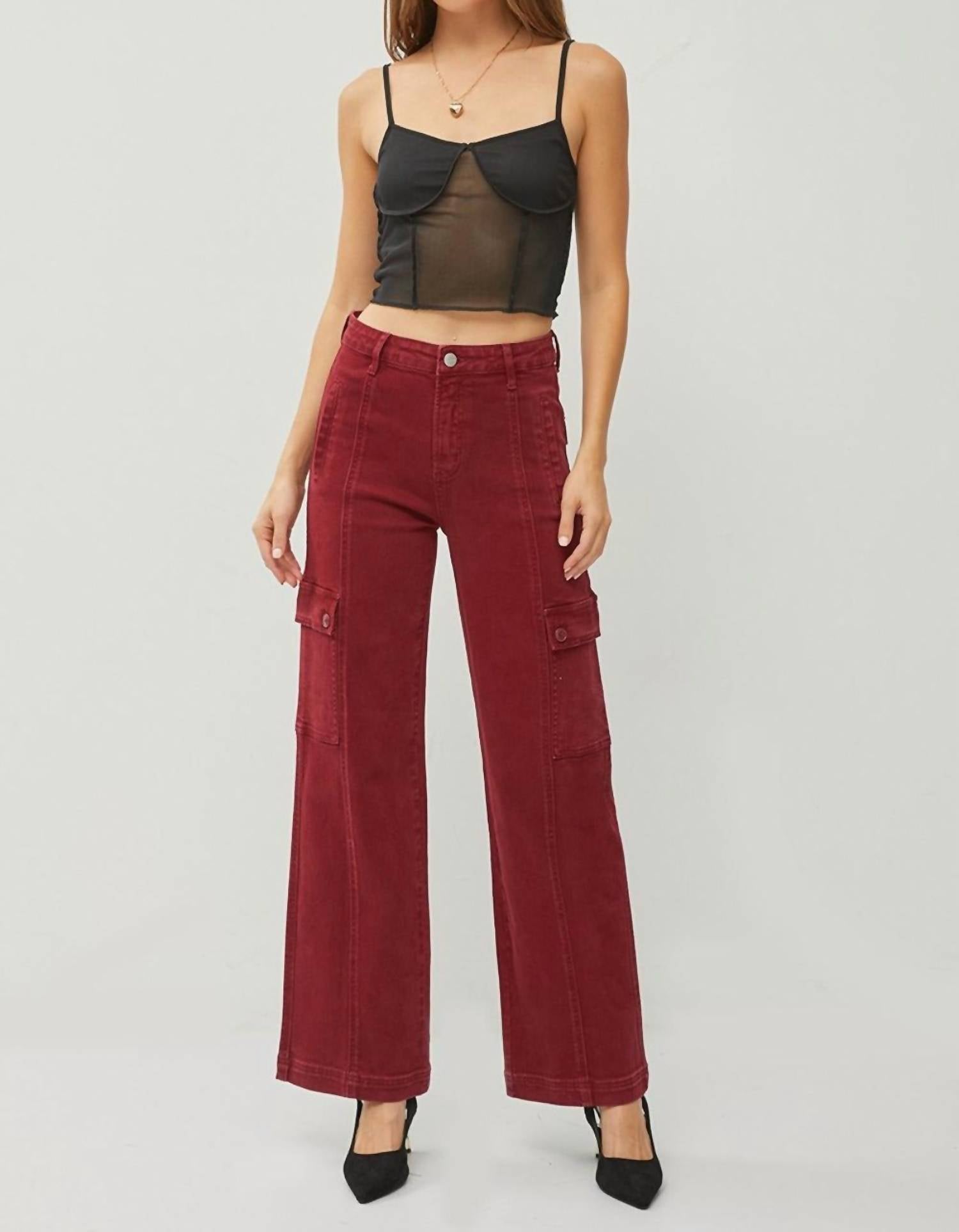 Risen - High Rise Wide Leg Cargo Jeans