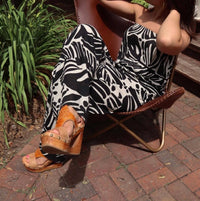 ELAN Rio Strapless Jumpsuit in black and off white tropical print - women's pants - view 5