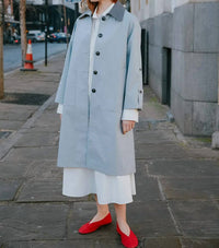 Cubic - Color-blocked Collar Long Trench Coat