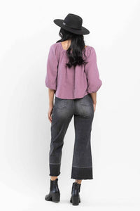 Judy Blue - High Waist Wide Leg Release Hem Crop Jeans