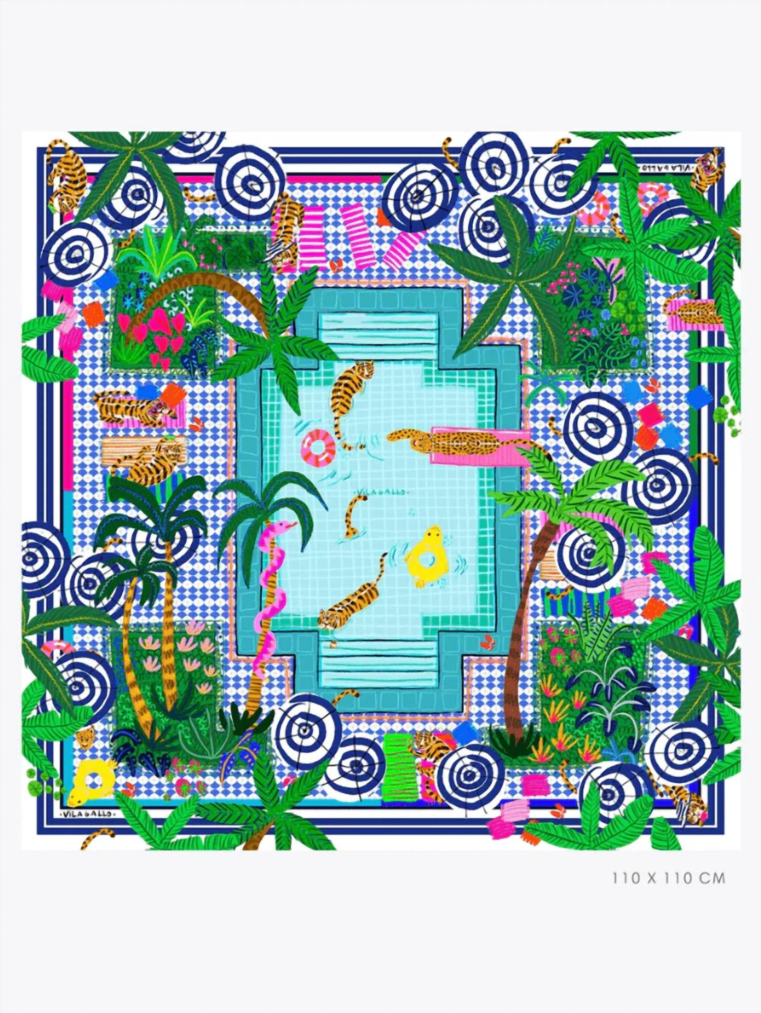 Vilagallo - FOULARD Piscina Tropical Print Silk Scarf