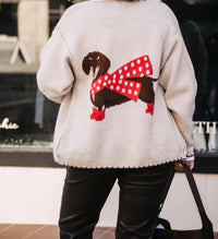 Flat White - Dachshund Cardigan Sweater