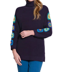 Multiples - 3/4 Sleeve Solid Knit Mock Neck Sweater