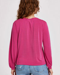 Another Love Matilda Crewneck Long Sleeve Tee Top in azalea - women's long sleeve top - alternate view
