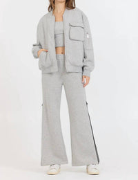 Vintage Havana Contrast Zipper Flare Pant in grey - women's pants - view 4