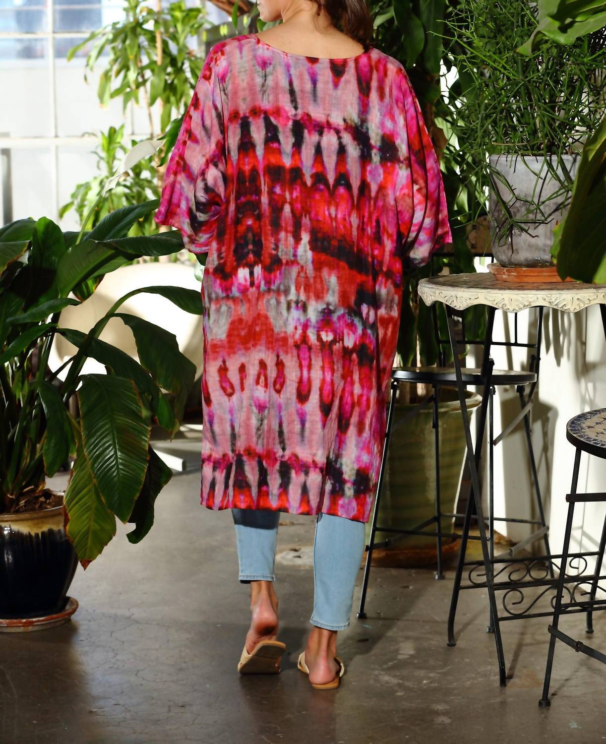 Kikisol - Artisan Tie Dye Long Gauze Kaftan Top
