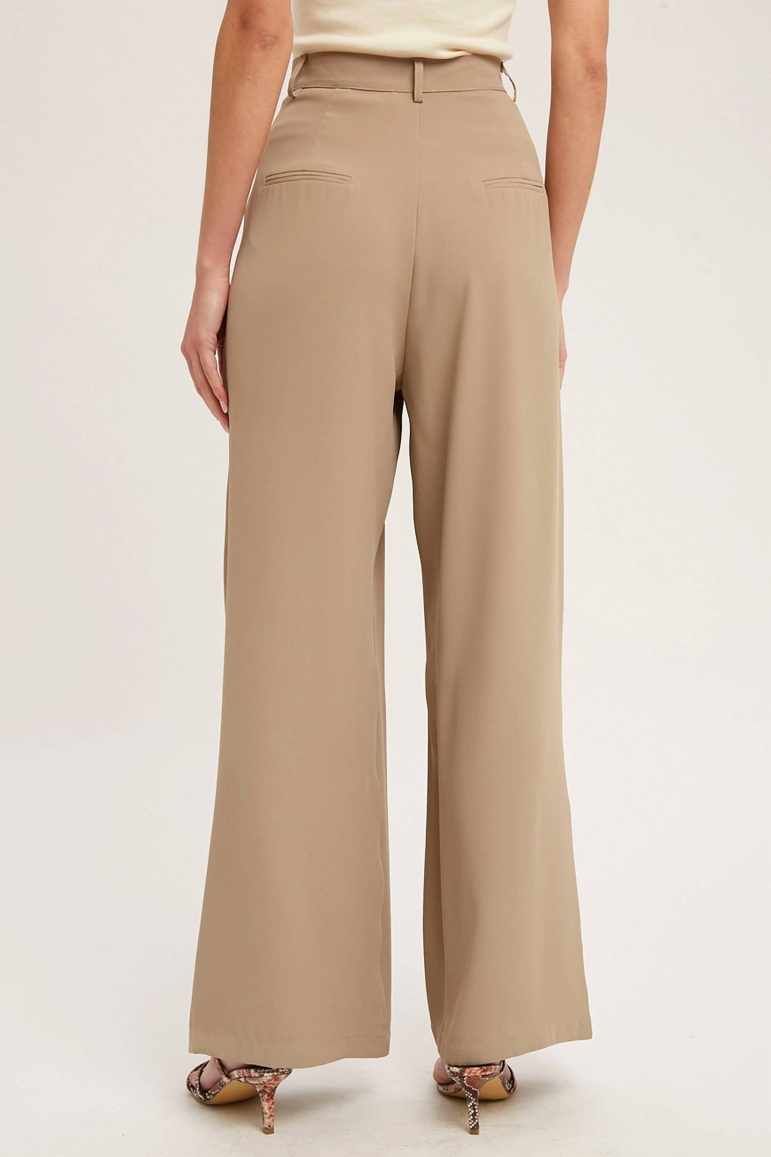 Bluivy - Pintuck Wide Leg Pants