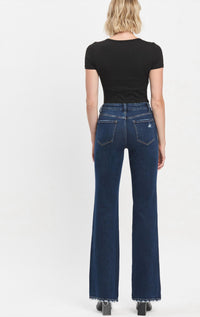 VERVET BY FLYING MONKEY High Rise Relaxed Flare Restructure Jeans in blue - women's jeans - detail view