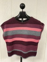 SEE AND BE SEEN Multi Color Striped Sweater Top in burgundy - women's t-shirt - view 4