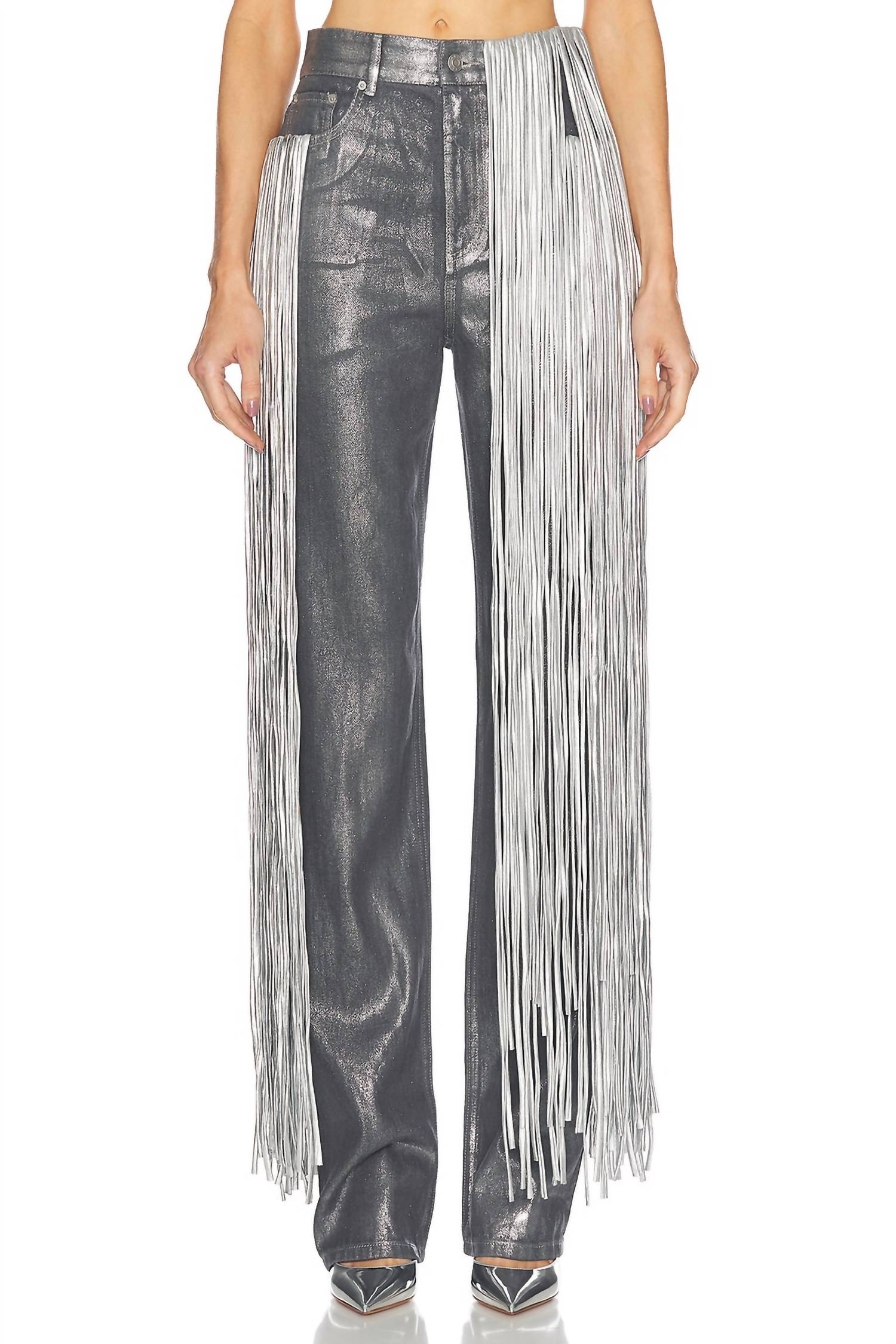 Area - Metallic Fringe Straight Leg Jean