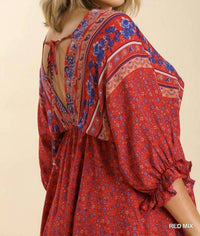 Umgee - Mixed Print Bohemian Dress - Plus