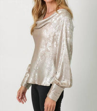 Mystree - Metallic Cowl Neck Blouse