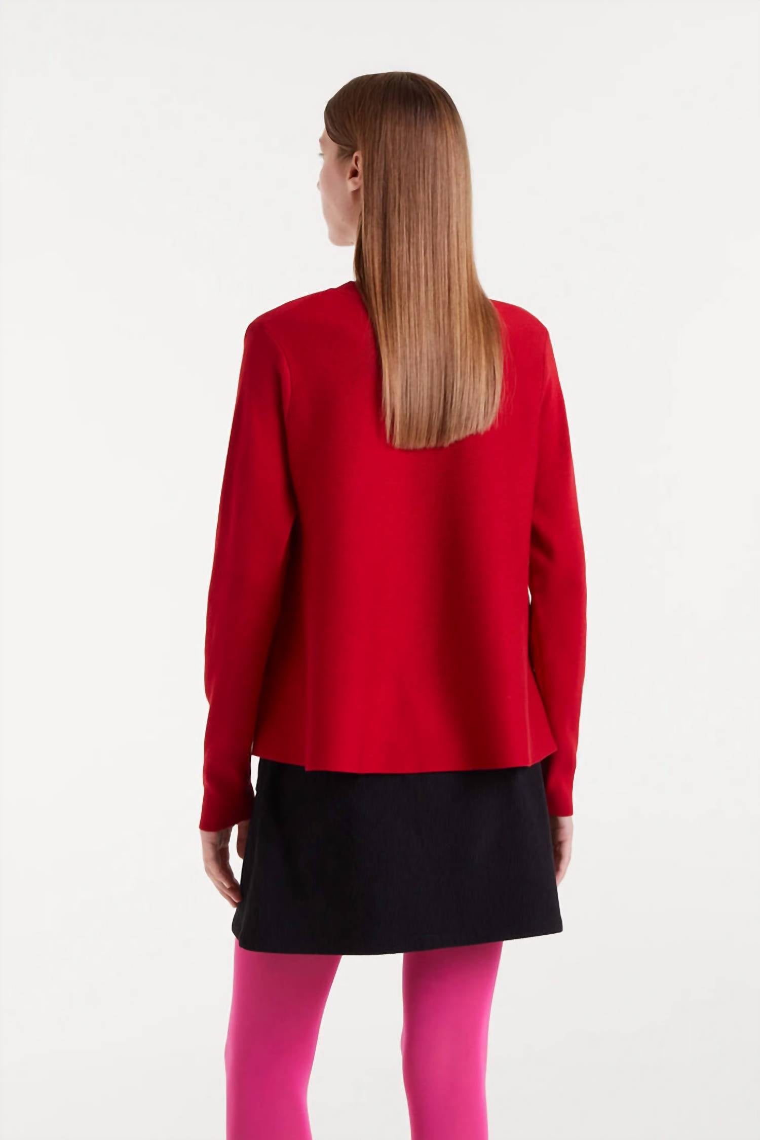 Compañía Fantástica Jersey Crewneck Sweater in red - women's sweater - detail view