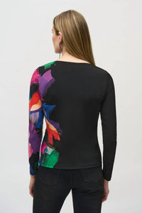 Joseph Ribkoff - Brushstroke Print Ruched Top