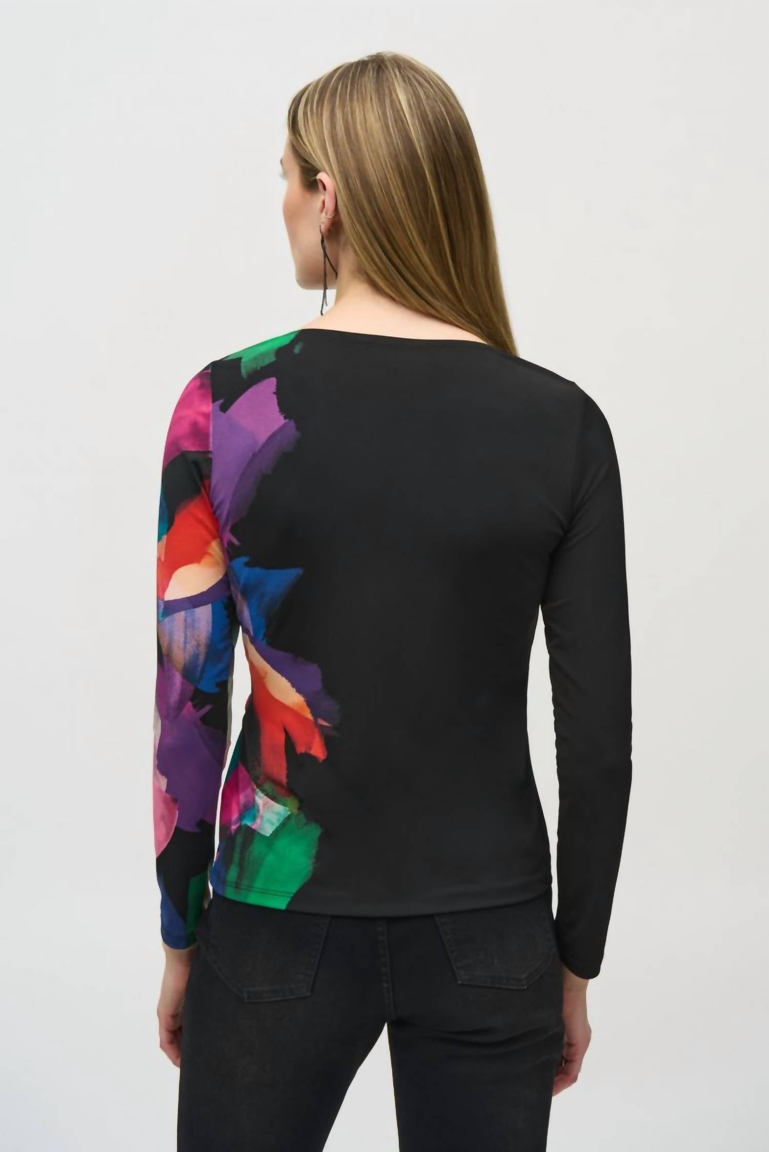 Joseph Ribkoff - Brushstroke Print Ruched Top